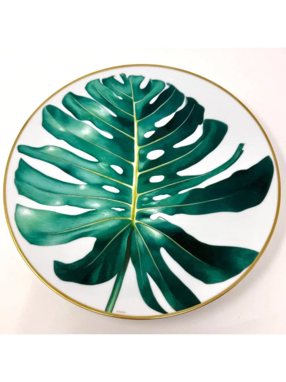 Hermes Passifolia Leaf Dinner Plates Set N1 Set of 2 (Thumbtack Stamp)